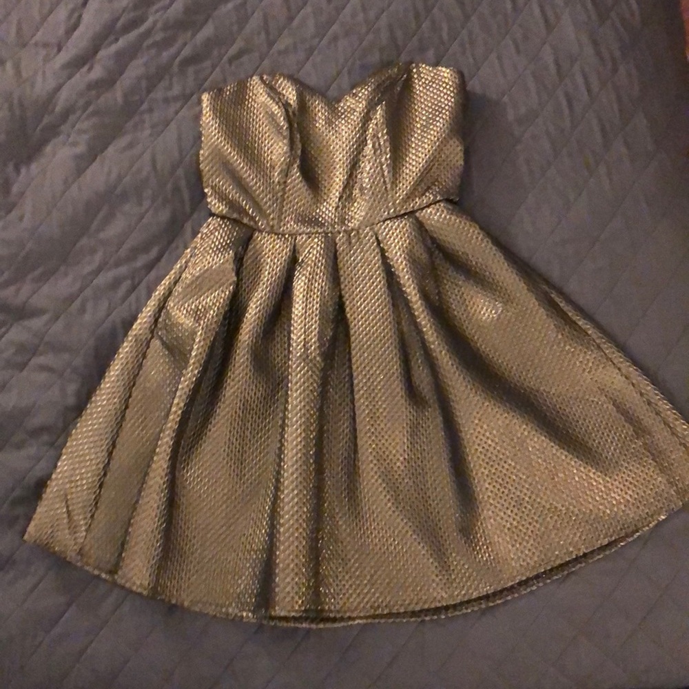 Gold strapless dress